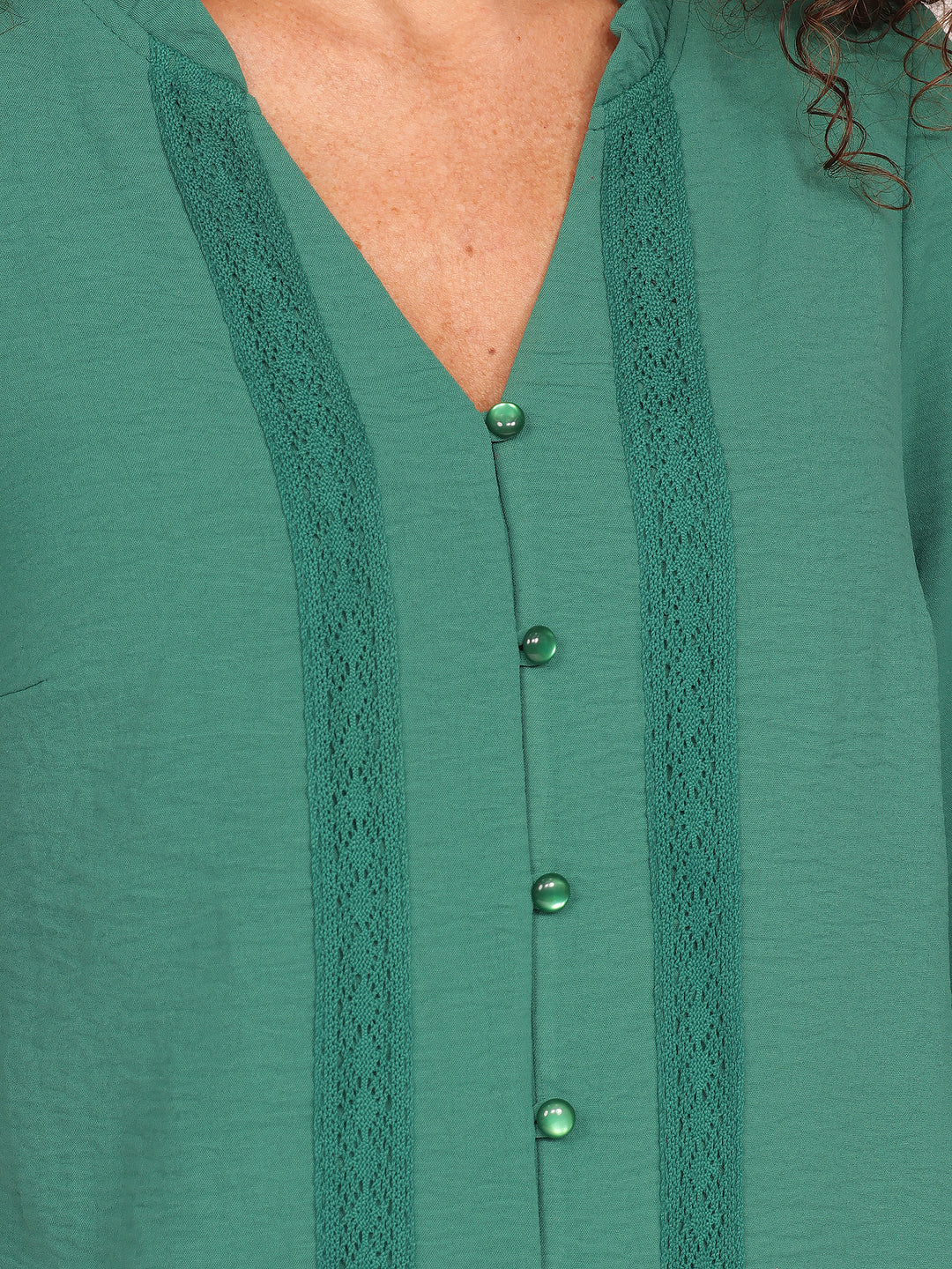 Blusa Cuello V, Con Botones Frente, Manga 3/4
