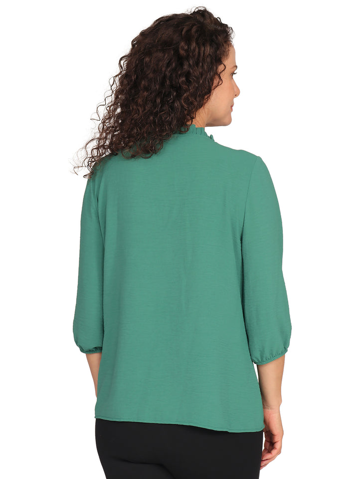 Blusa Cuello V, Con Botones Frente, Manga 3/4