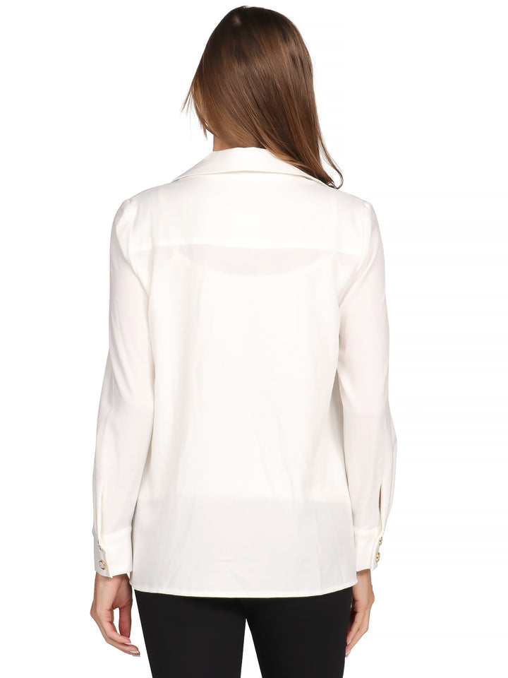 Blusa Camisera, Manga Larga, Lisa