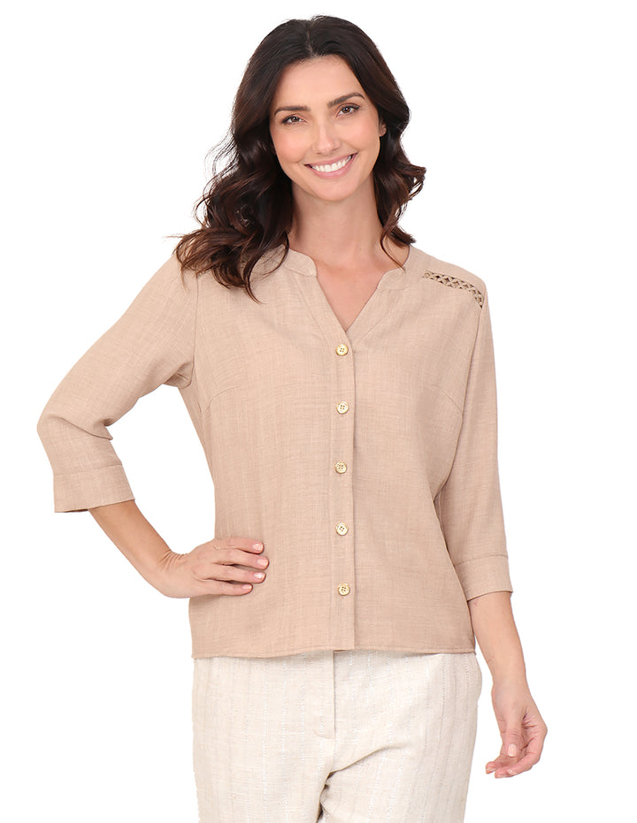 Blusa Cuello V, Manga Larga