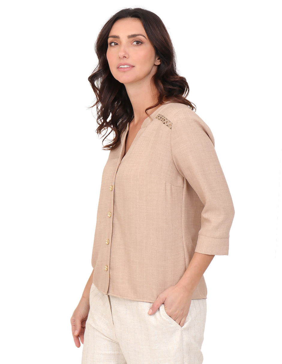 Blusa Cuello V, Manga Larga