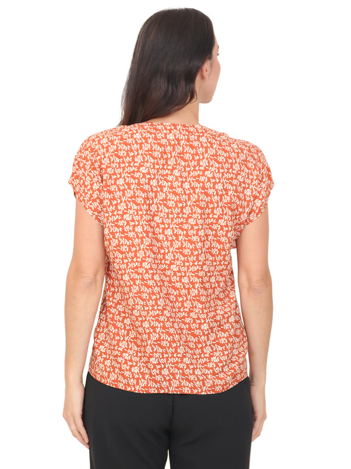 Blusa cuello V, Manga Corta, Estampada