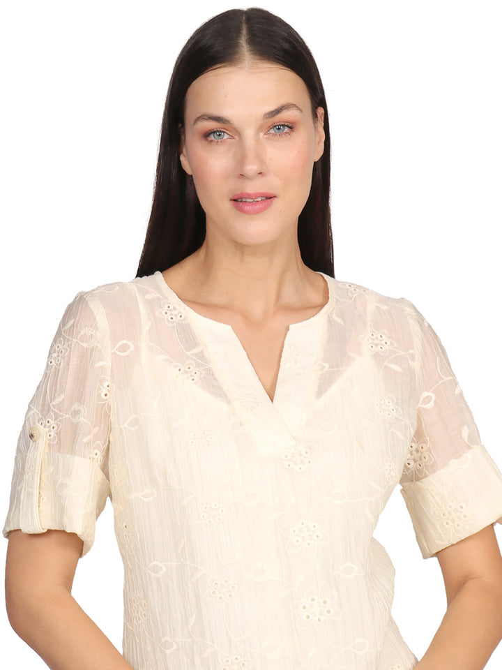 Blusa Cuello V,  Manga Corta