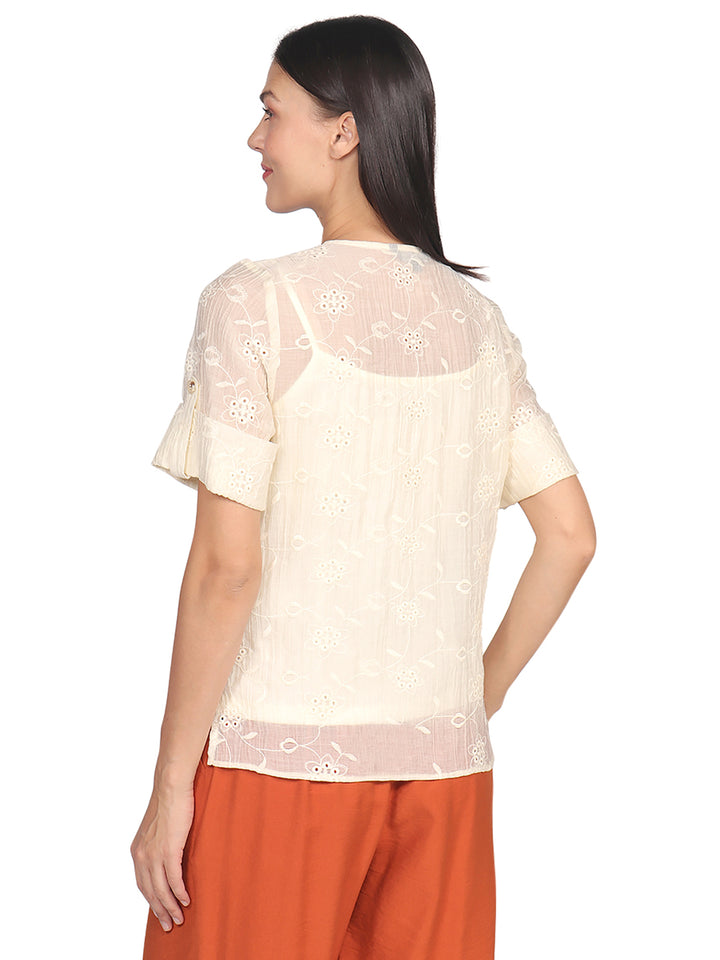 Blusa Cuello V,  Manga Corta