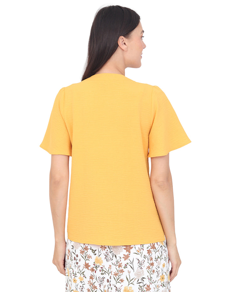 Blusa Cuello V, Manga Olan, Boton al Frente