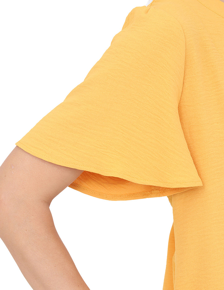 Blusa Cuello V, Manga Olan, Boton al Frente