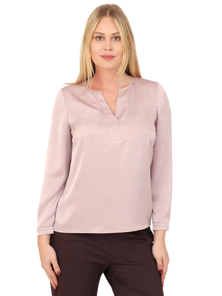 Blusa Cuello V, Manga Larga, Lisa