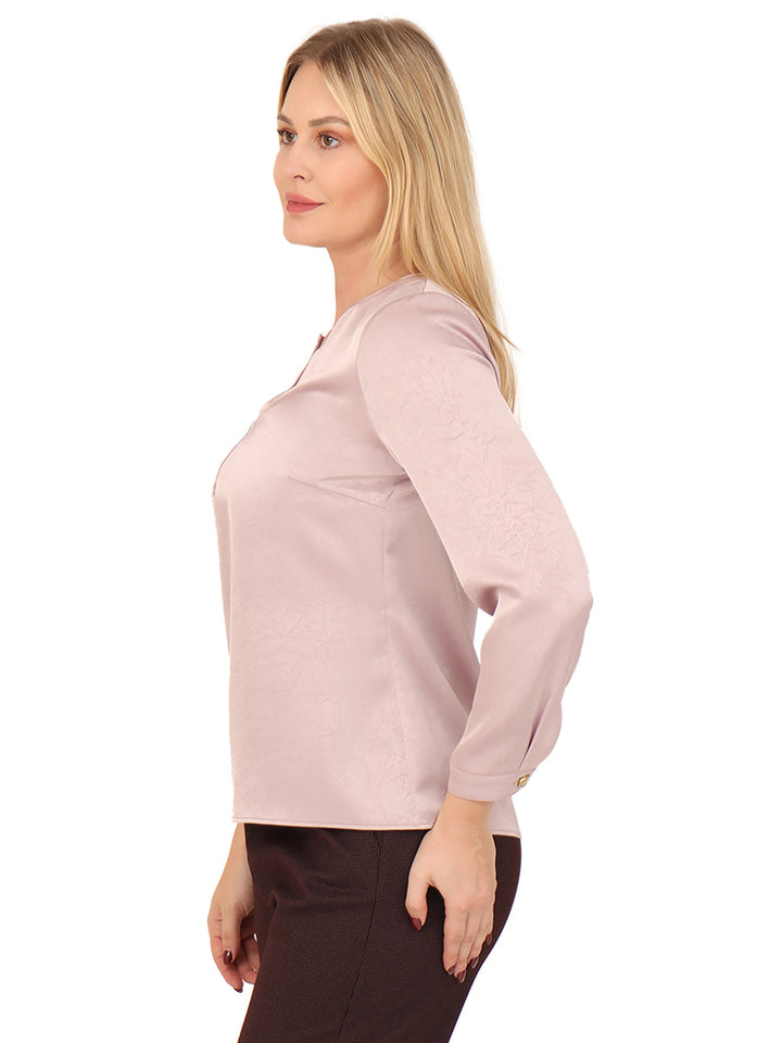 Blusa Cuello V, Manga Larga, Lisa