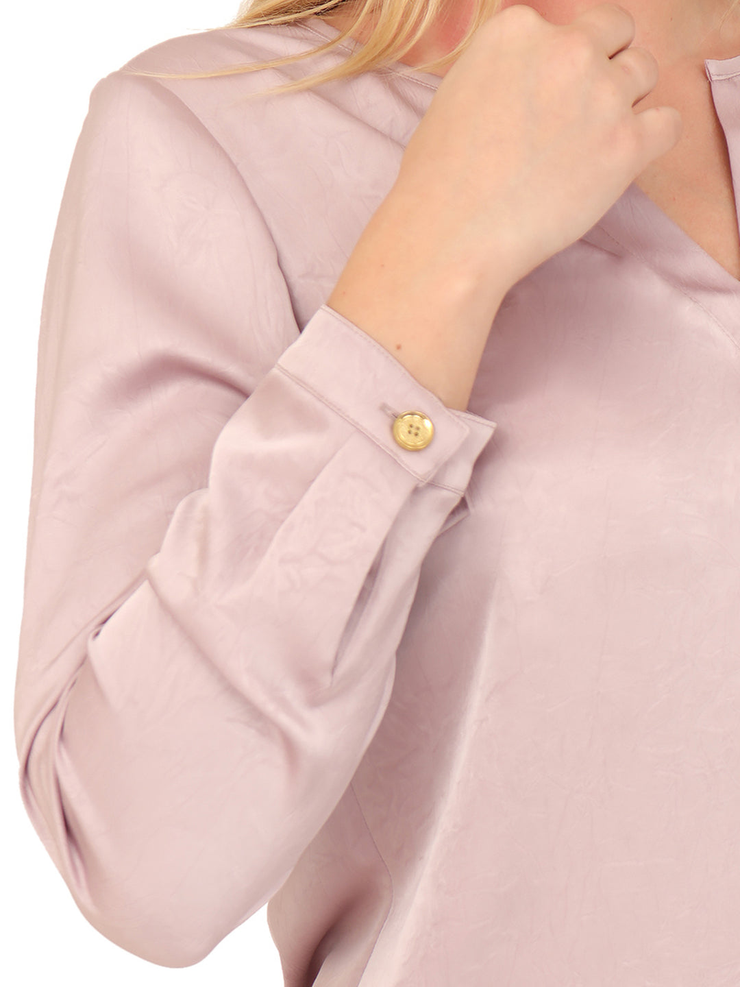 Blusa Cuello V, Manga Larga, Lisa