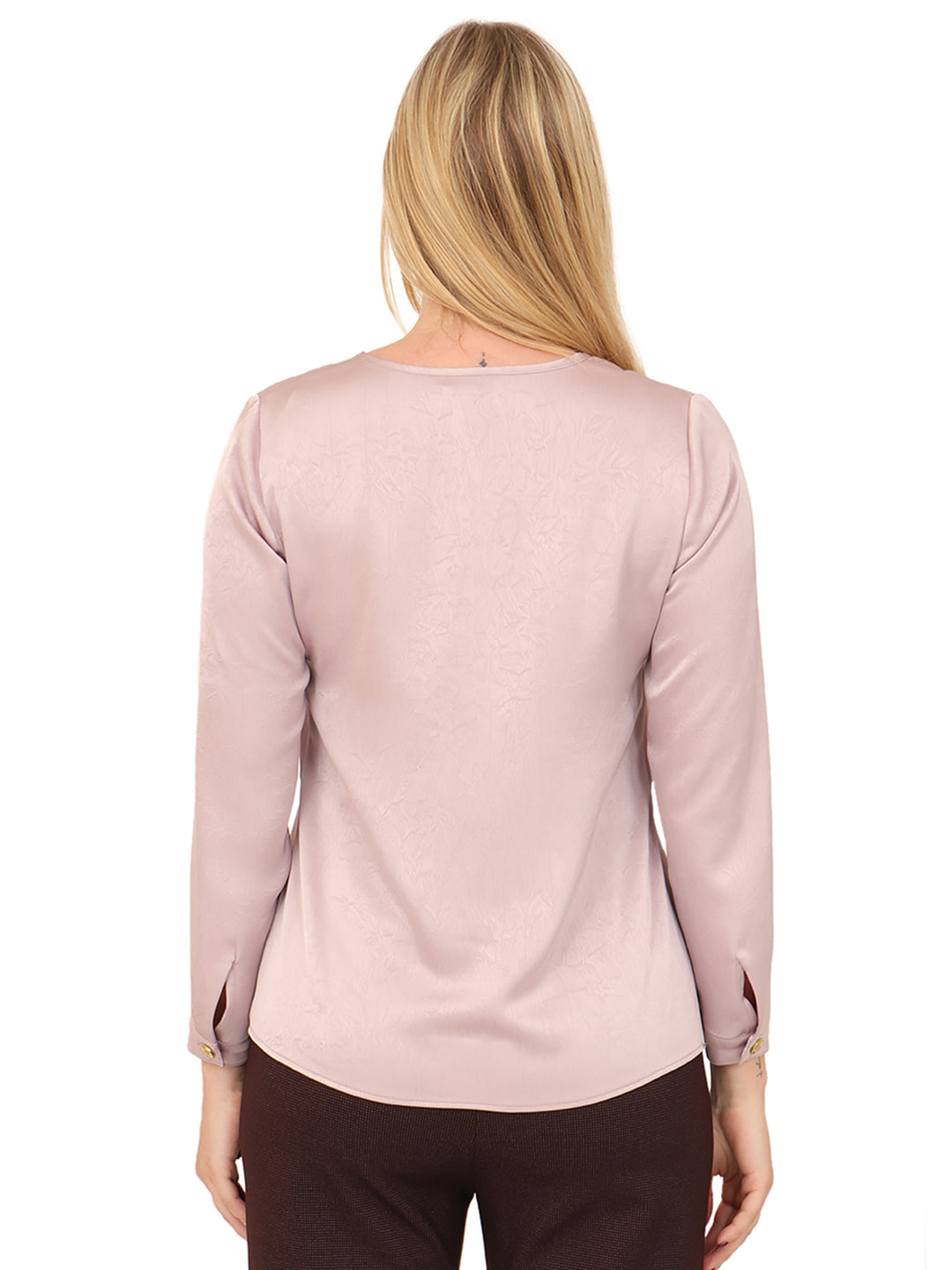 Blusa Cuello V, Manga Larga, Lisa