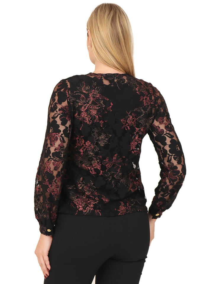 Blusa Cuello Redondo, Manga Larga, Estampada