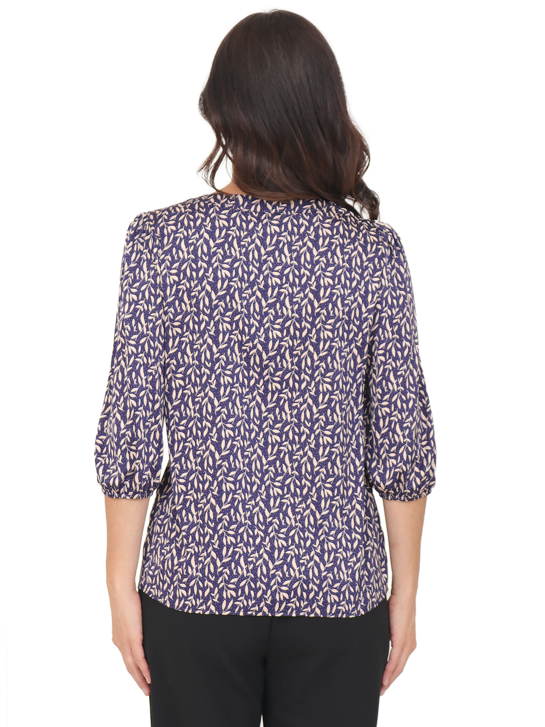 Blusa cuello V, Manga 3/4, con Resorte, Estampada