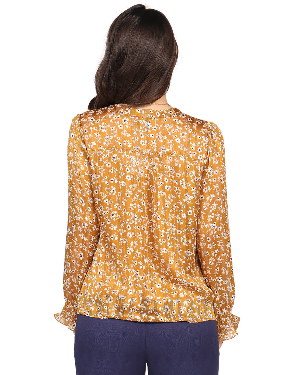 Blusa Cuello V, Manga Larga, Estampada