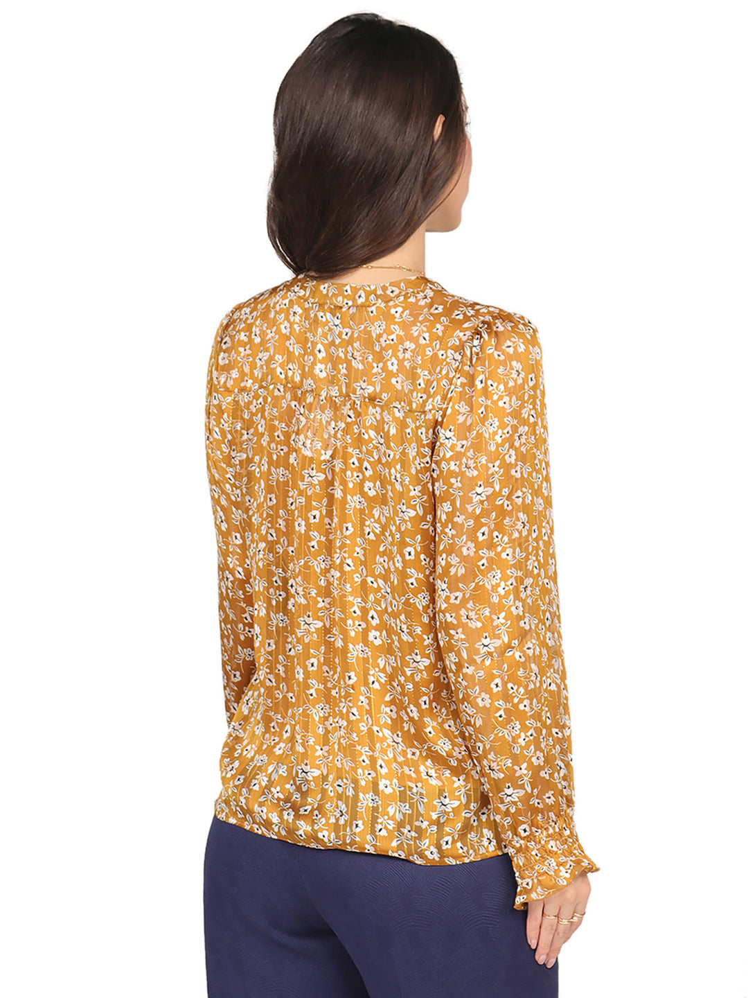 Blusa Cuello V, Manga Larga, Estampada
