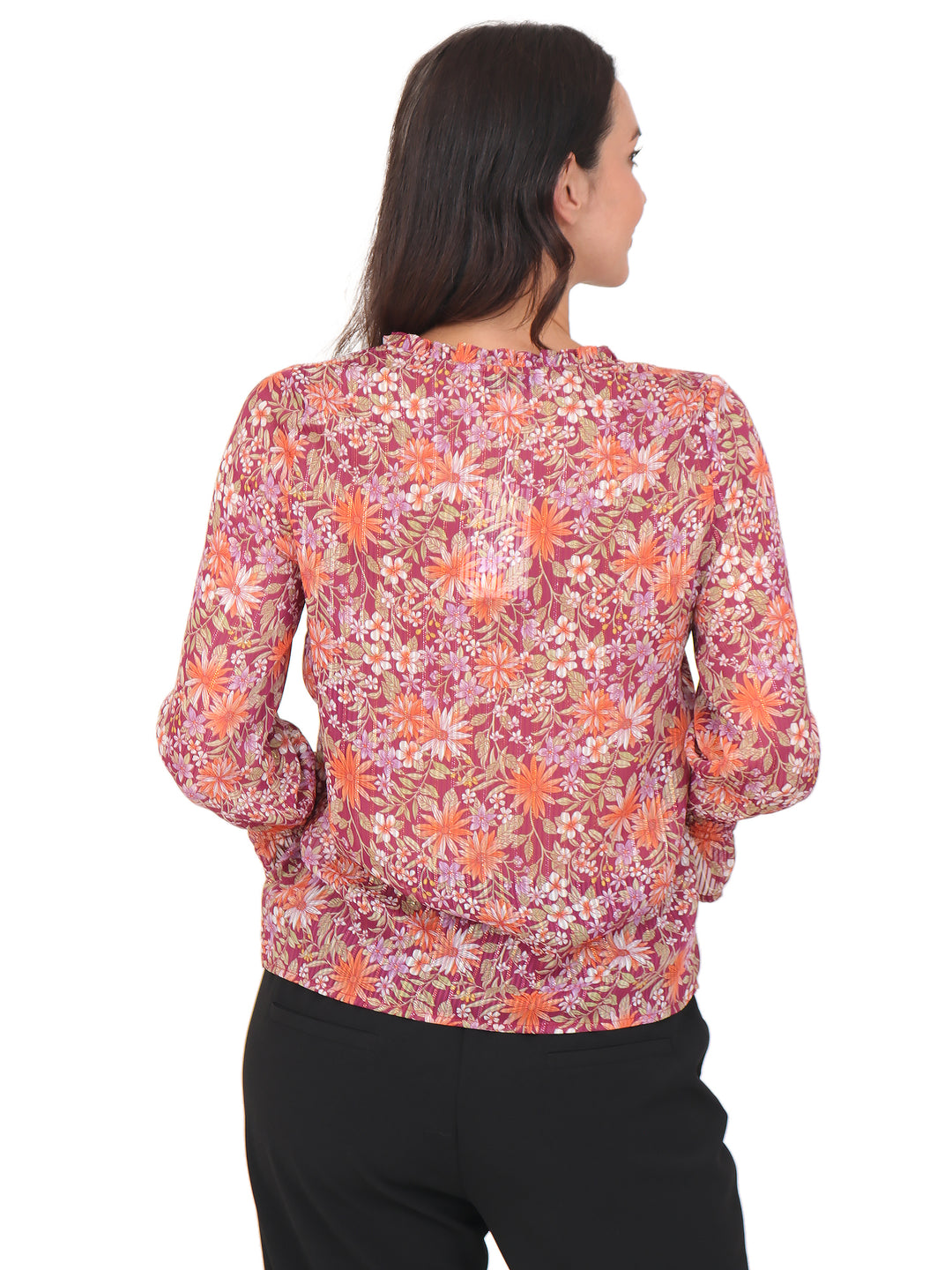 Blusa cuello Redondo, Manga 3/4, con Resorte, Estampada