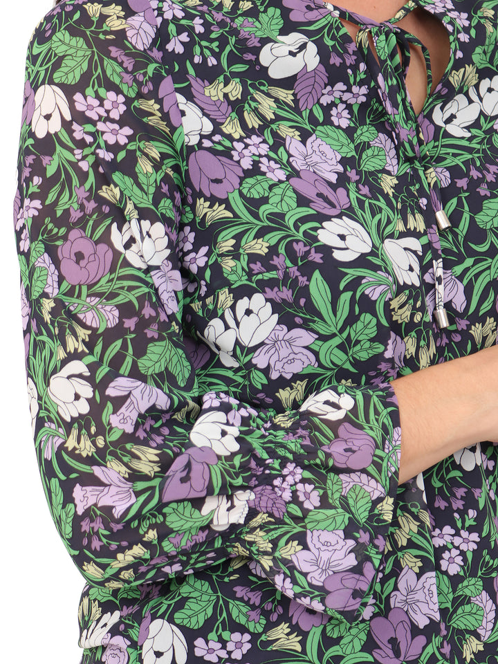 Blusa cuello Redondo, Manga 3/4, con Resorte, Estampada