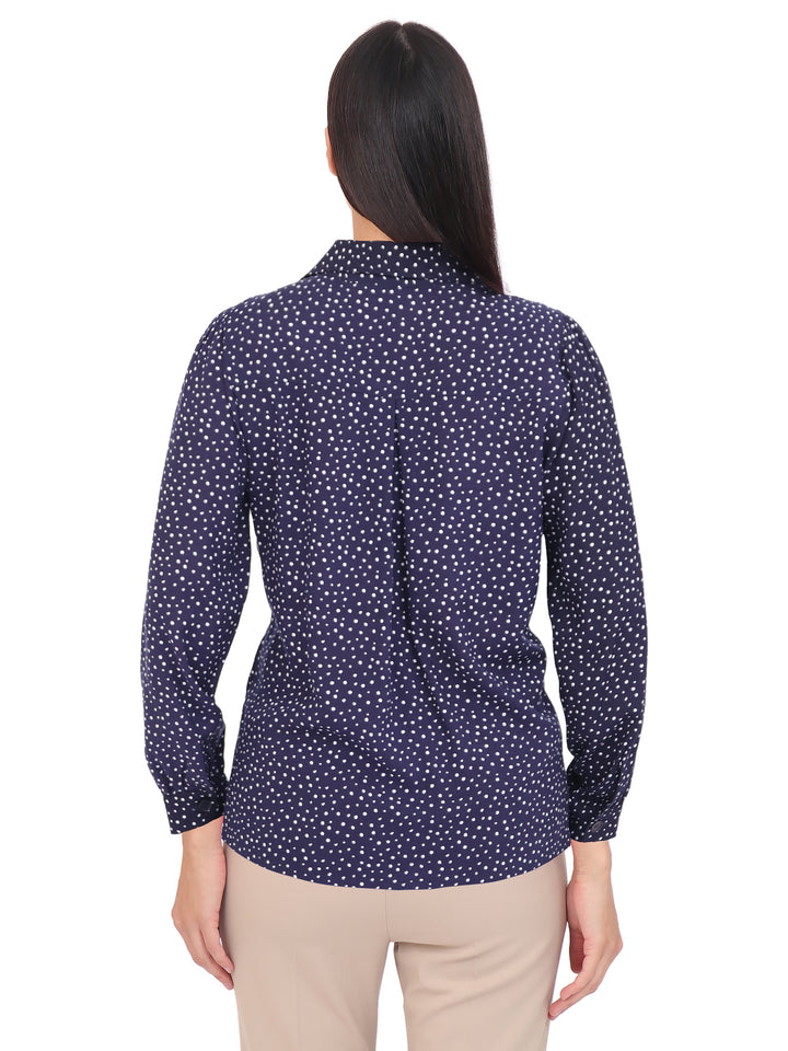 Blusa Camisera,  Manga Larga, Estampada