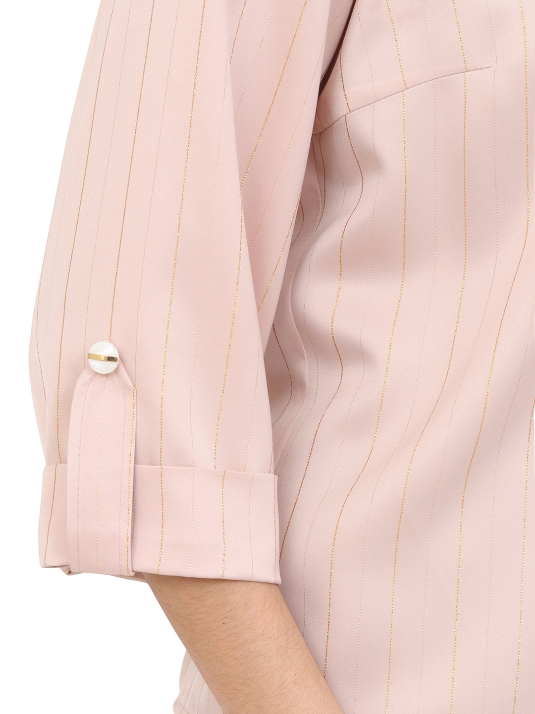 Blusa Cuello Camisero , Manga 3/4, Lisa