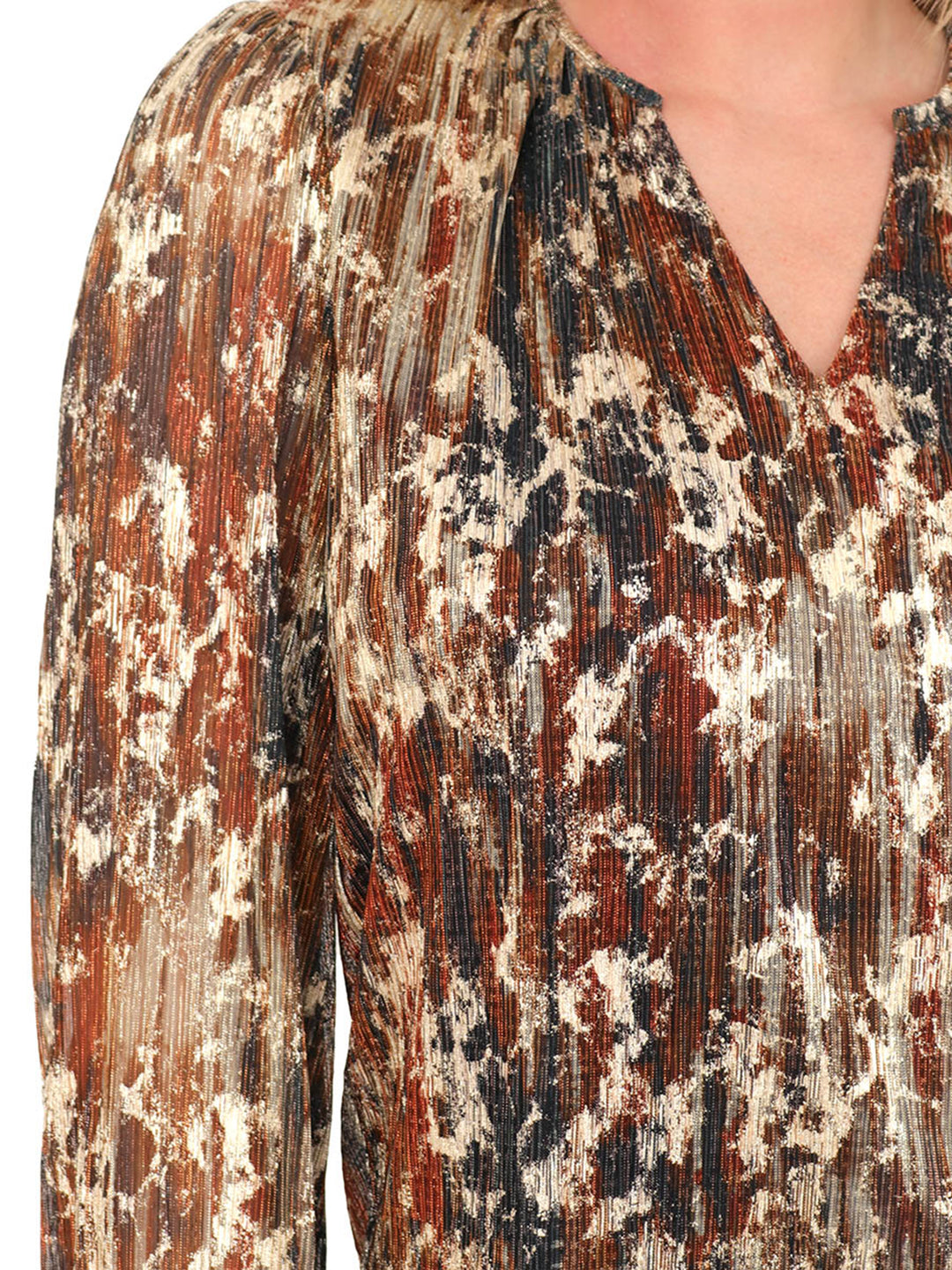 Blusa Cuello V, Manga Larga, Estampada