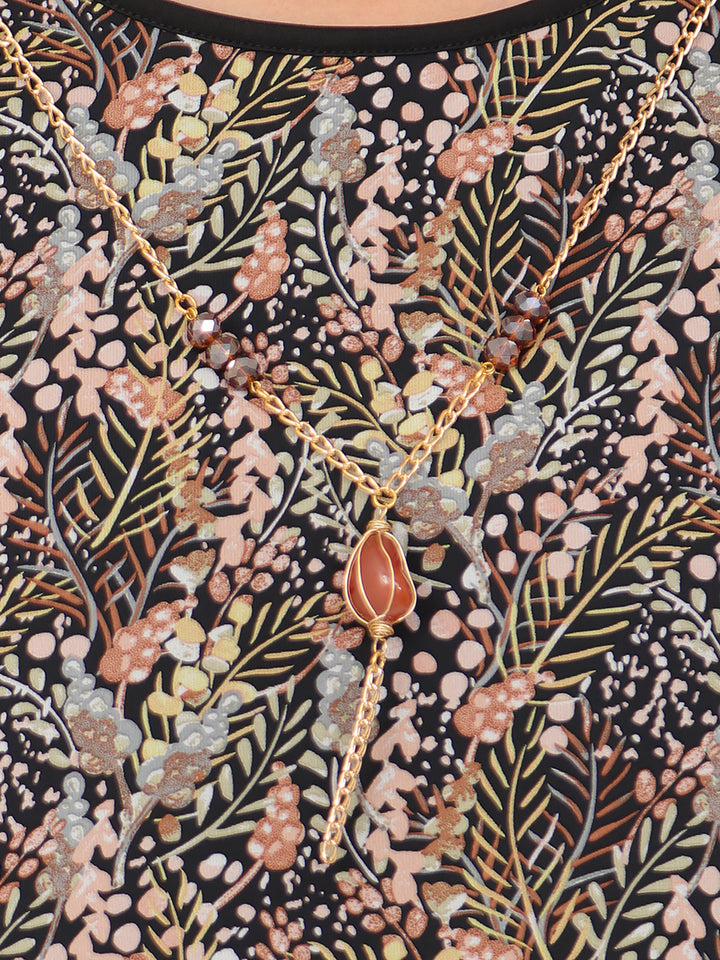 Blusa Cuello Redondo, Manga Corta, Estampada