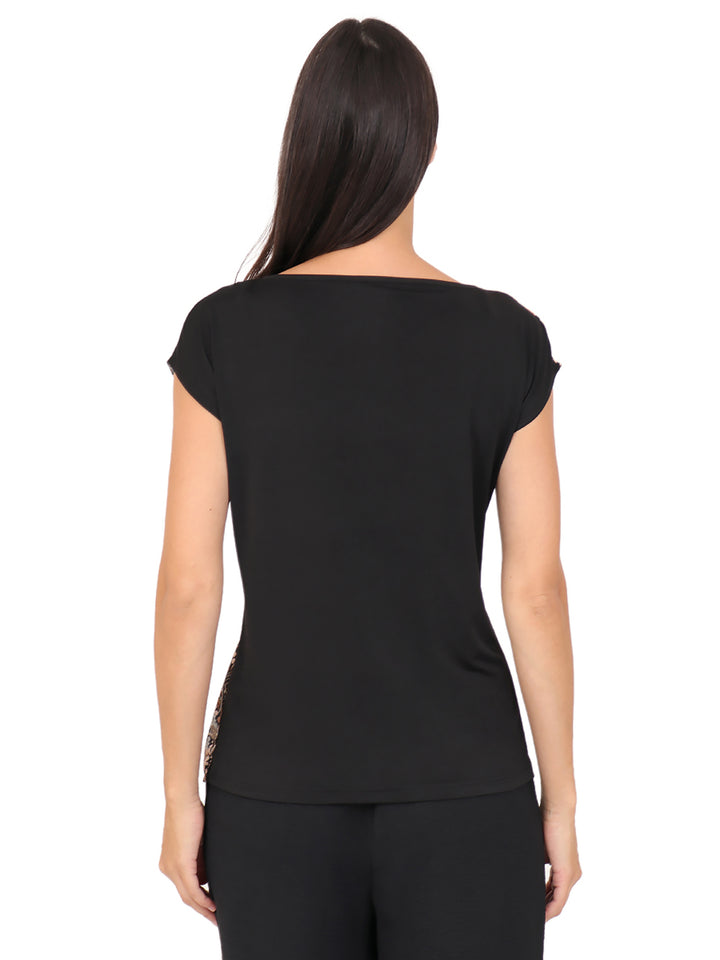 Blusa Cuello Redondo, Manga Corta, Estampada