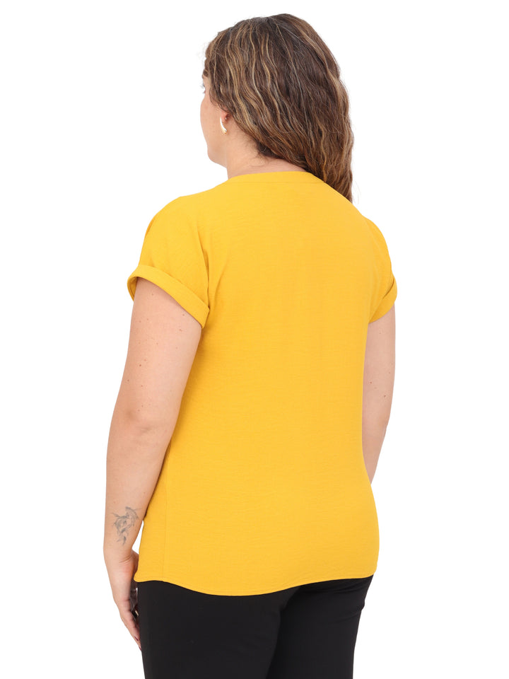 Blusa Cuello Redondo, Manga Corta, Lisa