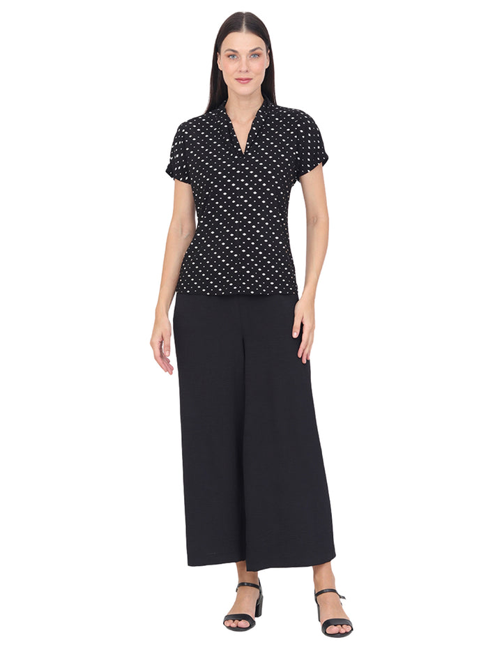 Blusa Cuello V, Manga Corta, Estampada