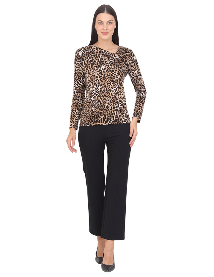 Blusa Cuello Redondo, Manga  Larga, Animal Print