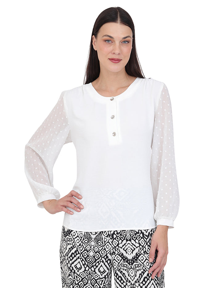 Blusa Cuello Redondo, Manga  Larga