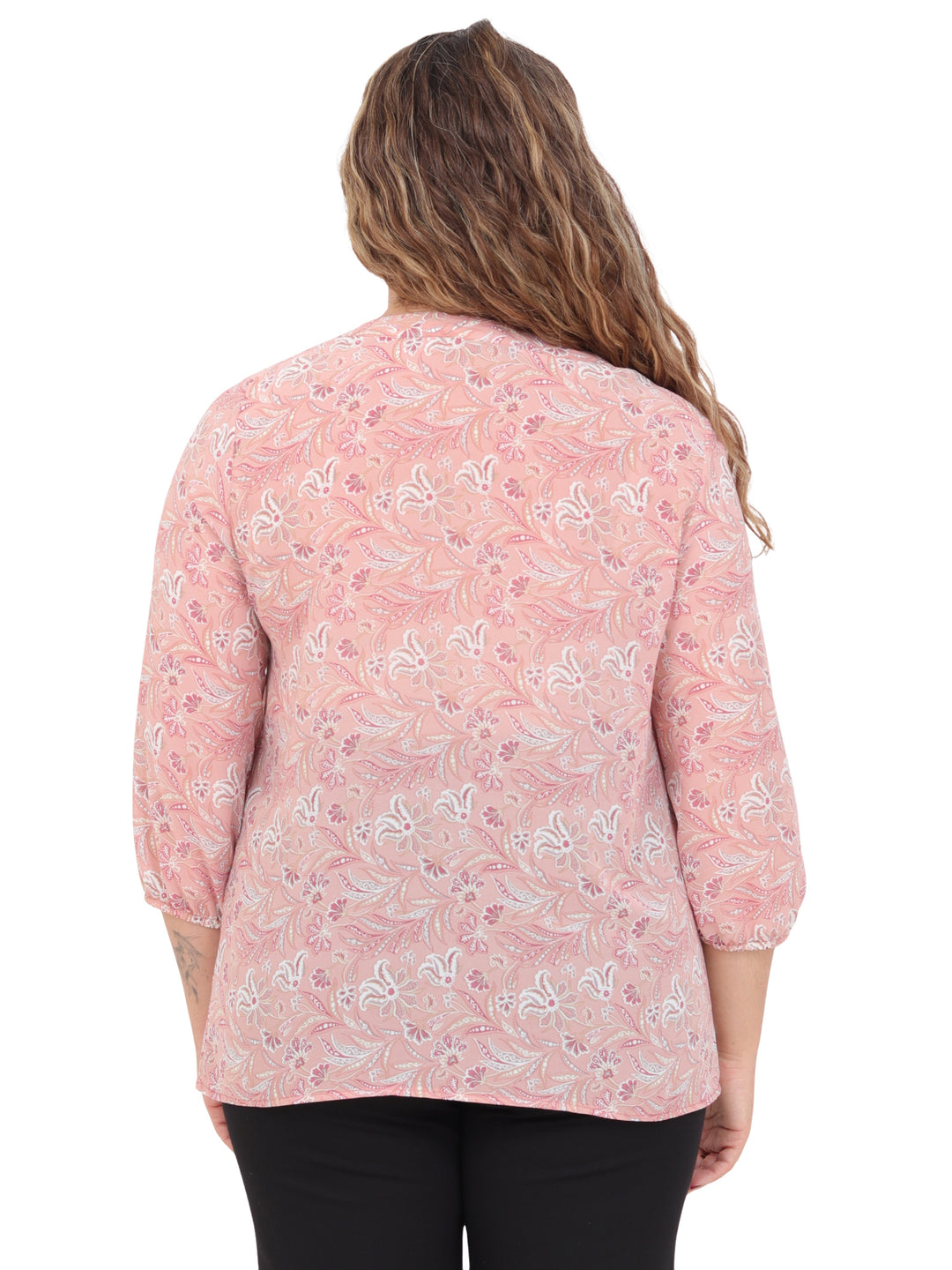 Blusa Cuello Redondo, Manga  3/4, Estampada