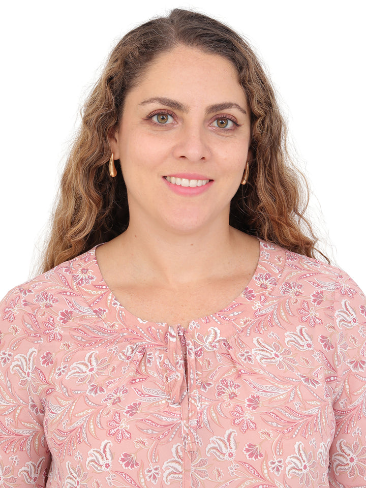 Blusa Cuello Redondo, Manga  3/4, Estampada