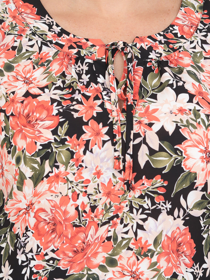 Blusa Cuello Redondo, Manga  3/4, Estampada