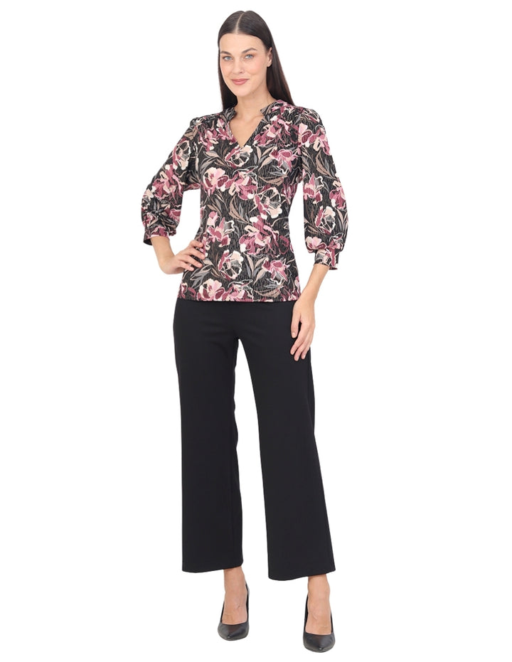 Blusa Cuello V, Manga  3/4, Estampada