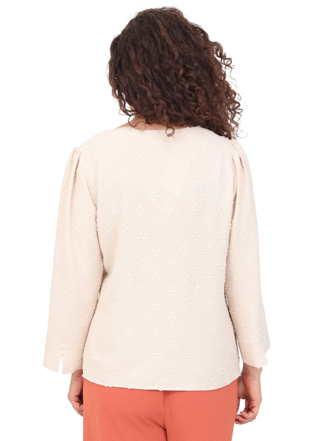 Blusa Cuello Redondo , Manga Larga, Lisa
