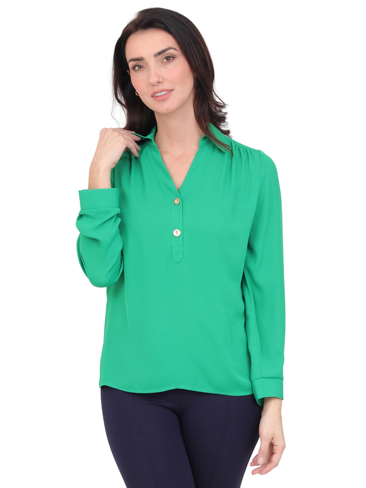 Blusa Cuello V, Manga 3/4, Lisa
