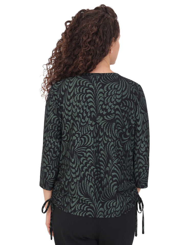 Blusa Cuello Redondo , Manga 3/4 Estampada