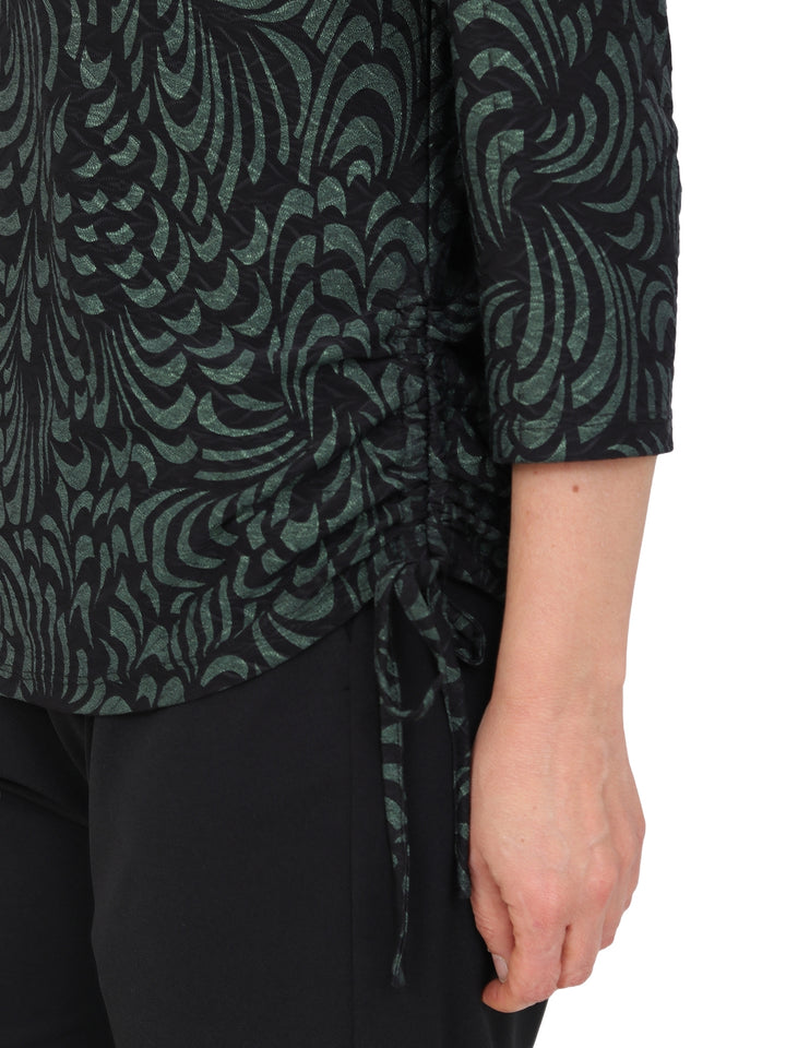 Blusa Cuello Redondo , Manga 3/4 Estampada
