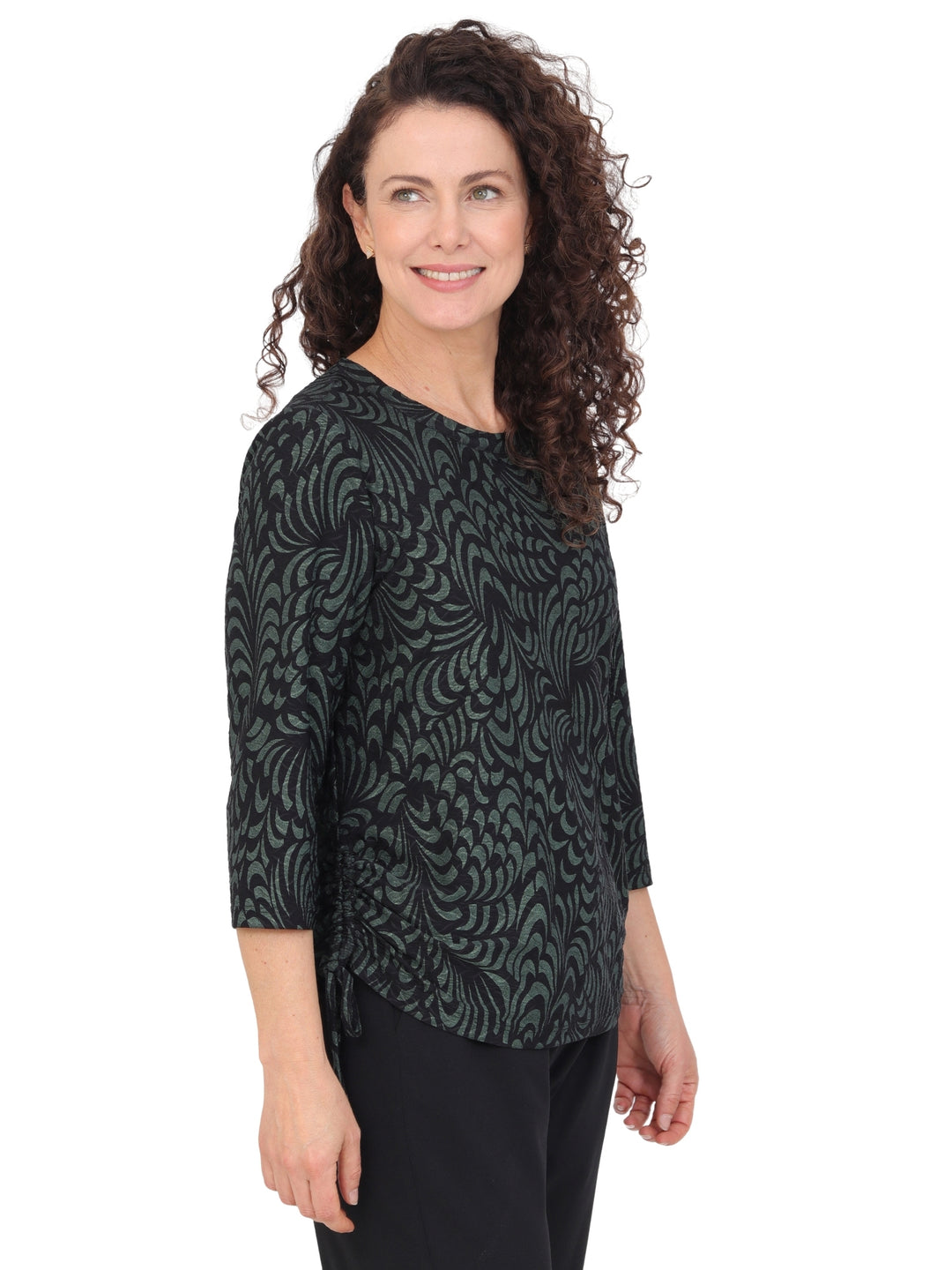 Blusa Cuello Redondo , Manga 3/4 Estampada