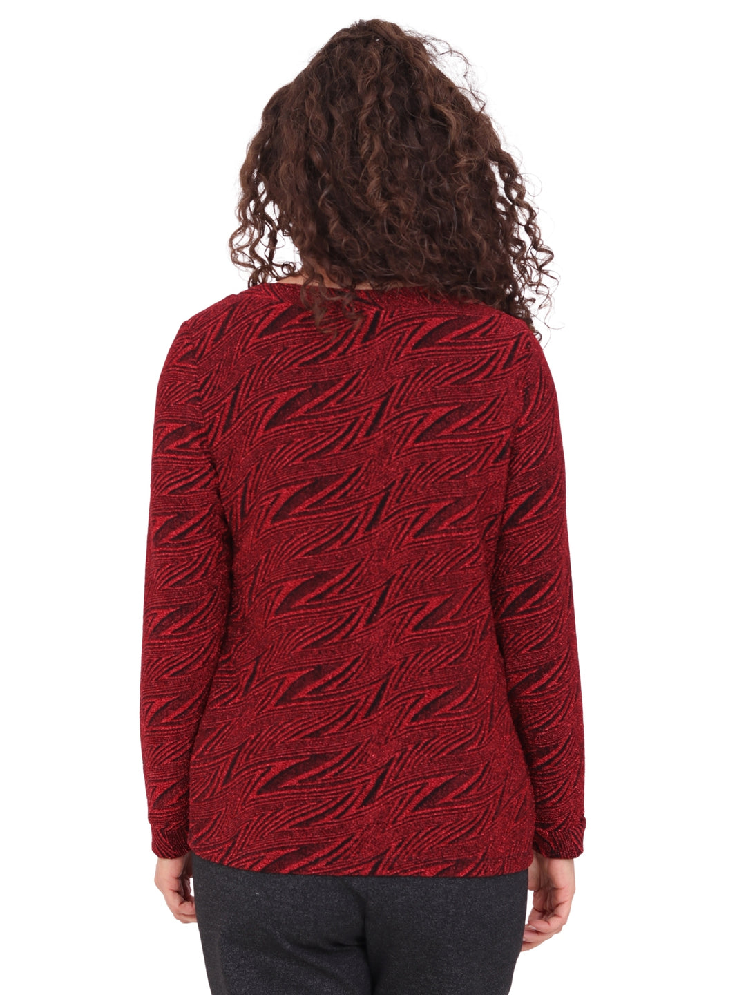 Blusa Cuello Redondo , Manga Larga, Brillos