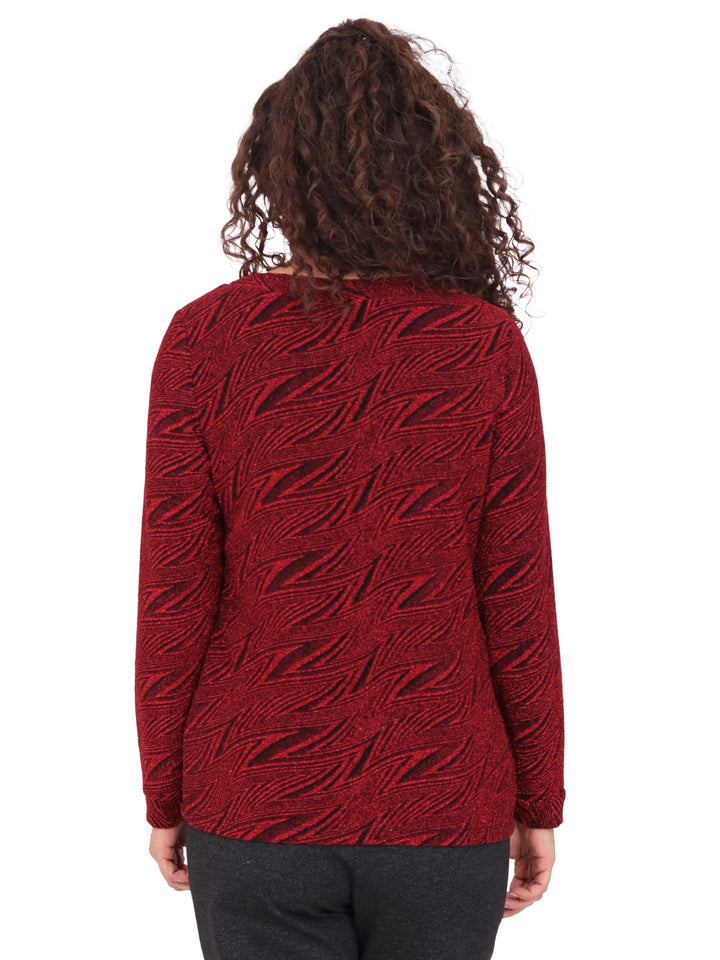 Blusa Cuello Redondo , Manga Larga, Brillos