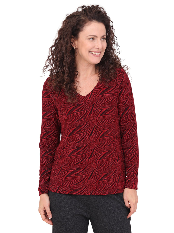 Blusa Cuello Redondo , Manga Larga, Brillos