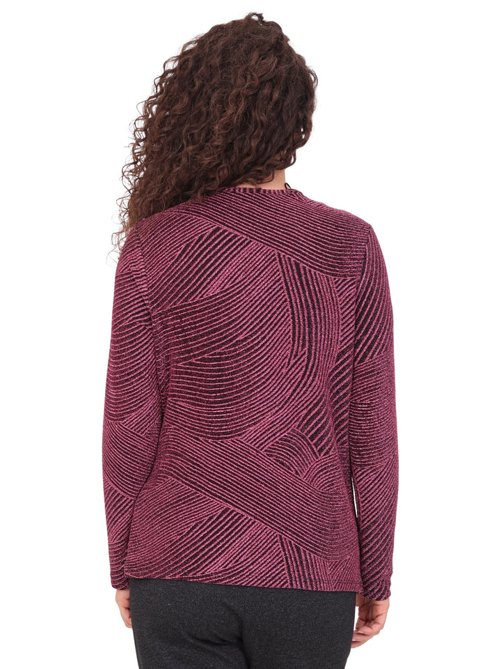 Blusa Cuello V Cruzada, Manga Larga, Brillos