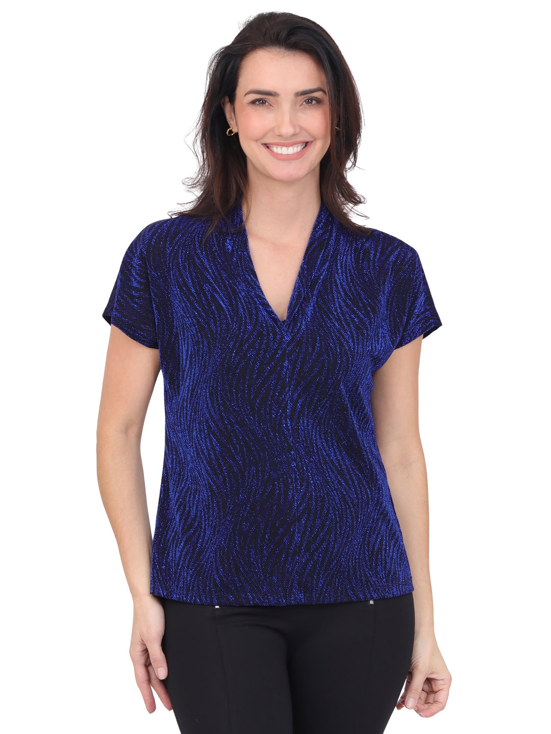 Blusa Cuello V, Manga Corta, Terciopelo
