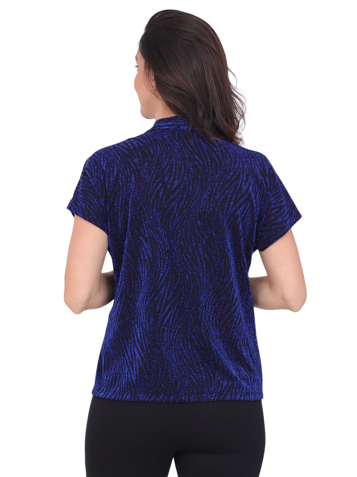 Blusa Cuello V, Manga Corta, Terciopelo